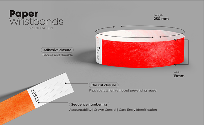 solid colour Paper wristbands details